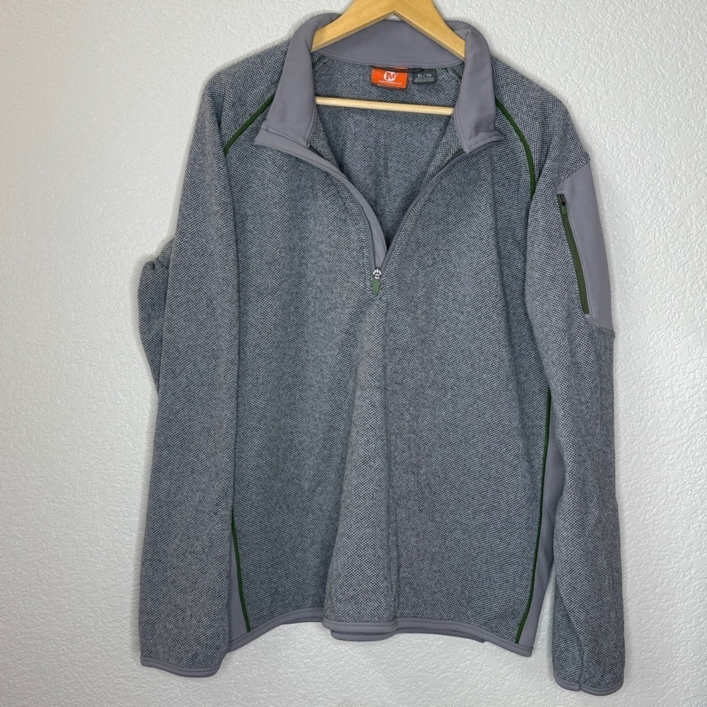 Merrell Mens Quarter Zip Sweater Long Sleeve Gray size XLarge